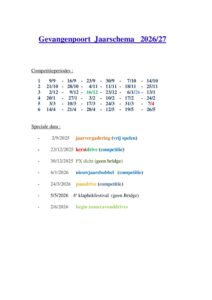 Speelschema 2026-2027